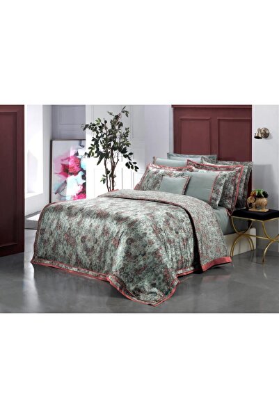 Sarev Knıdos Ipek Saten Nevresim Takımı Çift Kişilik , .Gri