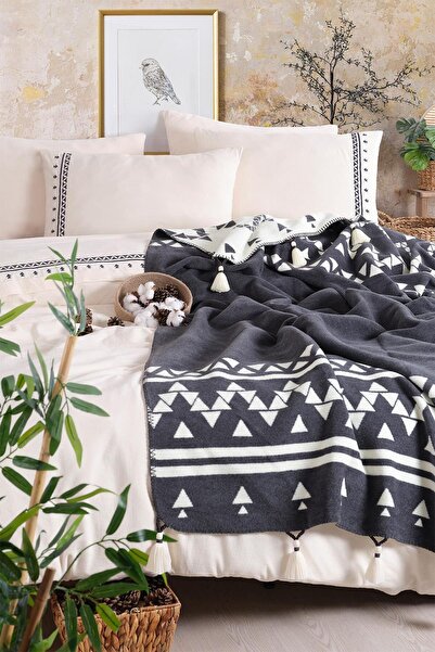 İyi Geceler İstanbul Istanbul Keops Anthracite Duvet Cover - 100% Cotton, Double, Blanket Set