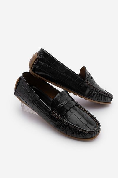 Marjin Feryus Black Croco Women's Loafer - Casual Shoes