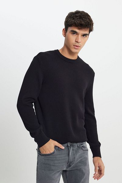 Lee Regular Fit Regular Cut Crew Neck Black Knitwear
