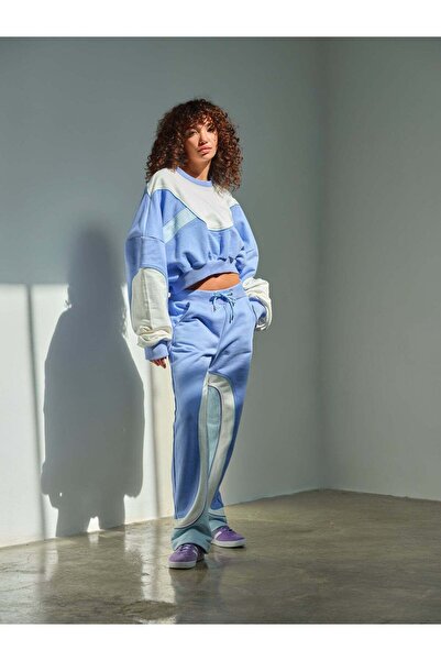 ŞEBNEM GÜNAY Purple Orange Lavender Blue Color Block Sweatpants