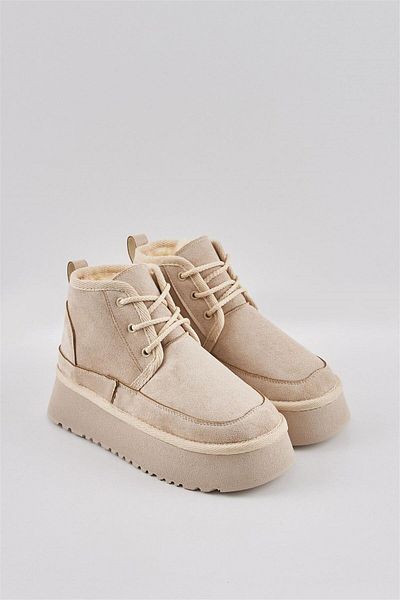 DUXAL SHOES Μπότες Jennifer Wool Lace Up με χοντρή σόλα με εσωτερική λεπτομέρεια