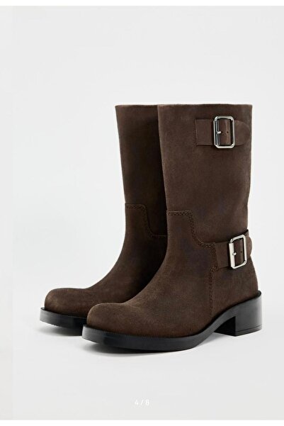 Butik Allbucks Za Ra Buckled Real Genuine Suede Leather Boots Abzra0063