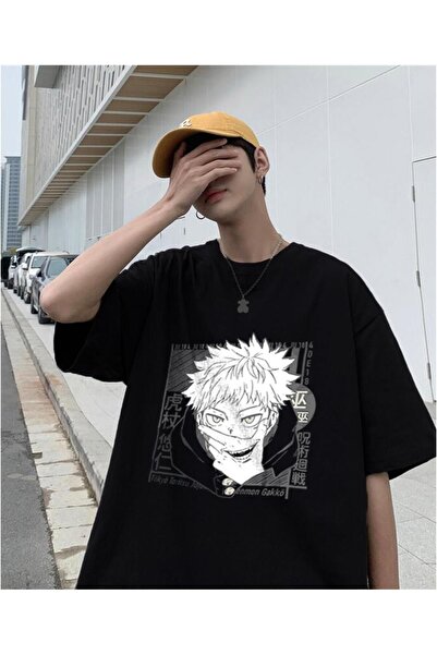 DEEFWEAR Jujutsu Kaisen Eyes Printed - Tricou negru unisex oversize