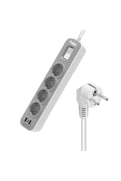 VEA Ve-nova104u A Classy 4-Piece 1.5 Meter Current Protected Group Socket with 2 USB - Made in Malaysia