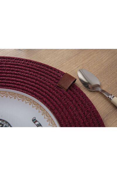 dekomall home & living 6 bucăți 100% bumbac - Placă de serviciu american-Burgundy lucrată manual