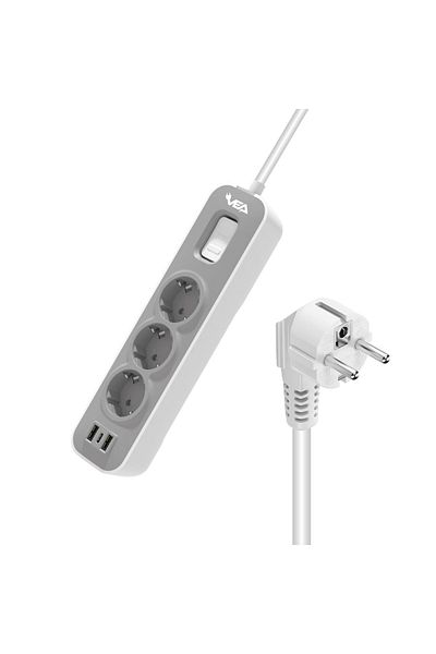 VEA Ve-nova103u A Classy 3-Piece 2-USB Switch 1.5 Meter Current Protected Group Socket - Made in Malaysia