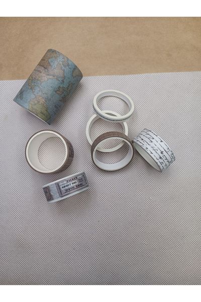 Meyra Accessories 7 Pieces Different Size Map Themed Colorful Tape Set