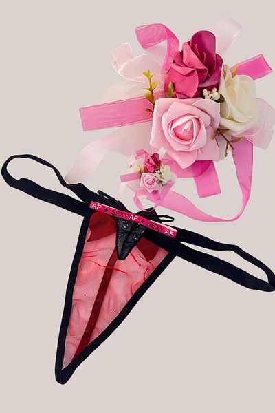 Tina Wear Chiloți cu șnur cu panglică cu fundă cu model sexi roșu 86152