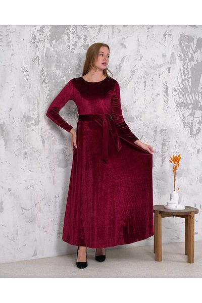 CİXAPLE Velvet Crew Neck Dress