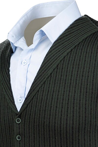 Çizgi Triko Stripe Knitwear Men's Buttoned Sports / Classic Knitwear Knitted Sleeveless Vest - 5008Ls