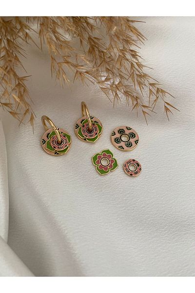 Ebijuteri Colorful and Enamel Detailed Multiple Washer Earrings Set