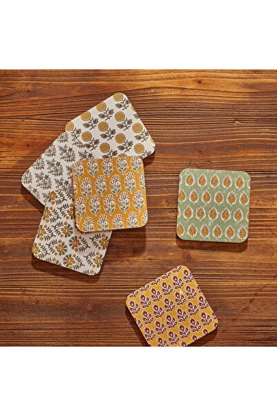 Bella Maison Indian 6'lı Bardak Altlığı Hardal (10x10 cm)