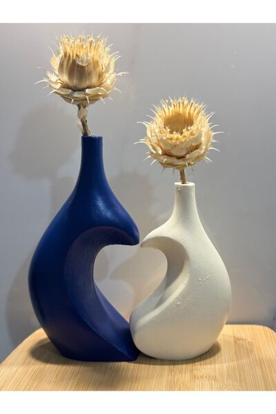 BLANJ Dear Heart Vase - Navy/Cream