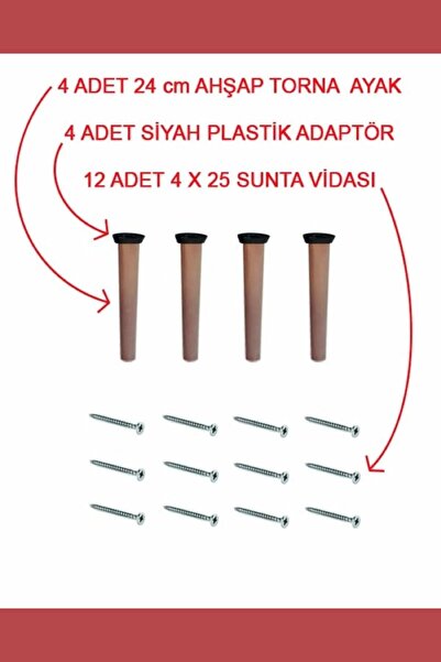 İYON LİFE 4'lü 24 Cm Doğal Ahşap Ayak Konik Çocuk Masa-Sandalye-Tabure- Kulla...