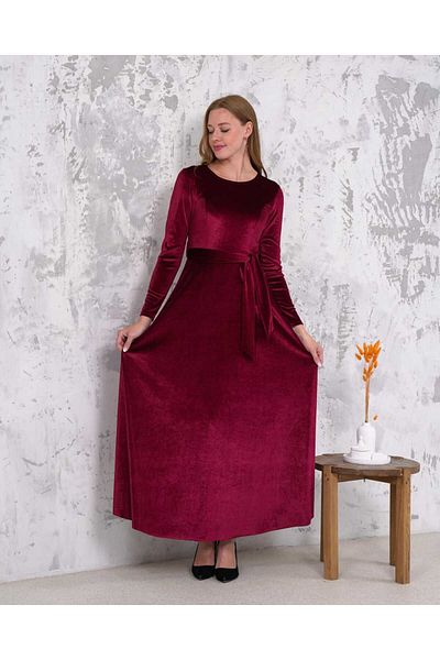 CİXAPLE Velvet Crew Neck Dress