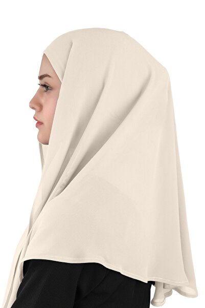Ecardin Ανοιχτό μπεζ Hijab Chiffon Oval Scarf Turban - St 111