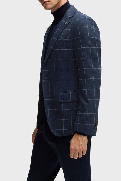 BOSS Kareli Yünlü Slim Fit Çift Yırtmaçlı Blazer Ceket Erkek CEKET 50527998 404