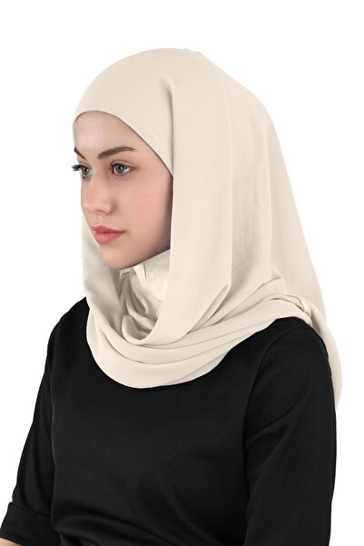 Ecardin Ανοιχτό μπεζ Hijab Chiffon Oval Scarf Turban - St 111