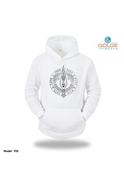 Gölge Store Viking Chest Printed Oversize Unisex Hooded Sweatshirt