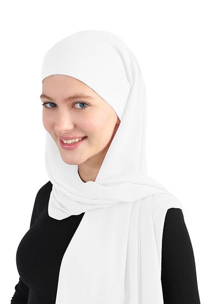 Ecardin Λευκό σάλι σιφόν - Bonnet, απλό, St 393