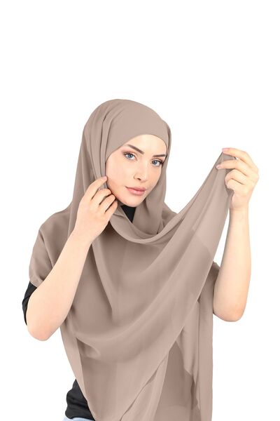 Ecardin Şal din şifon cu carouri - ST136 Mink închis