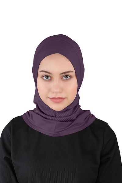 Ecardin Turban hijab simplu cu model de vânt din seria Visca - St 308 Prune