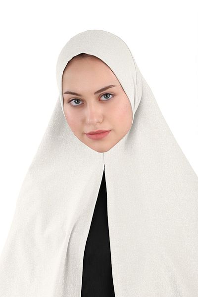 Ecardin Glitter Premium Scarfs Hijab Turban - St 558 Cream