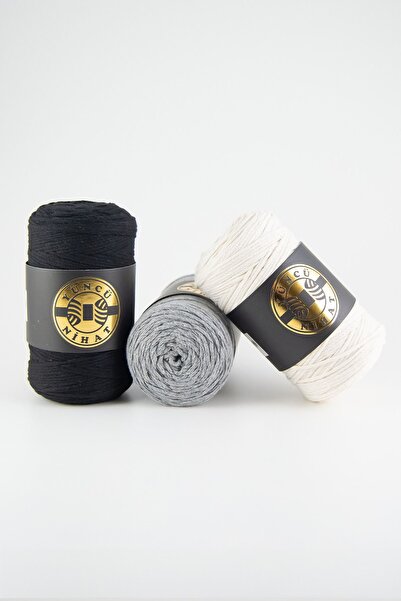 Yüncü Nihat Pamuk Makrome Ipi (217) GRİ 200gr 200mt Cotton Zincir Makrome Çanta Ipi Supla Ipi Koton Ip