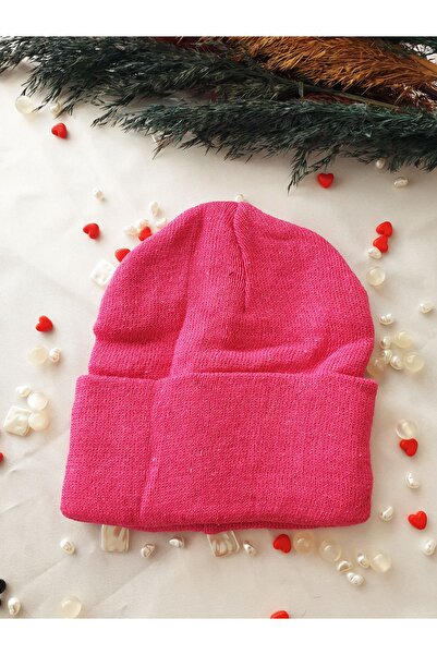 KEMSON Ανδρικά και Γυναικεία Χειμερινά Μαλακά Πλεκτά - Ροζ Beanie Διπλωμένα