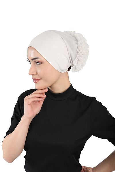 Ecardin Comfortable Fit Bonnet with Adjustable Knob and Laced - St 305 Cream