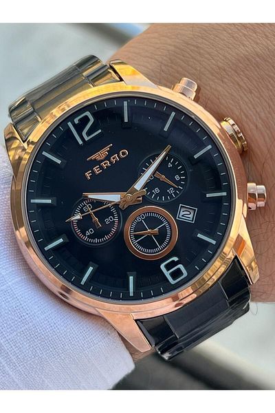 FERRO 30 Mt Waterproof Men's Wristwatch - Steel Cord, with Calendar and Inner Functions Active Efm31916-R