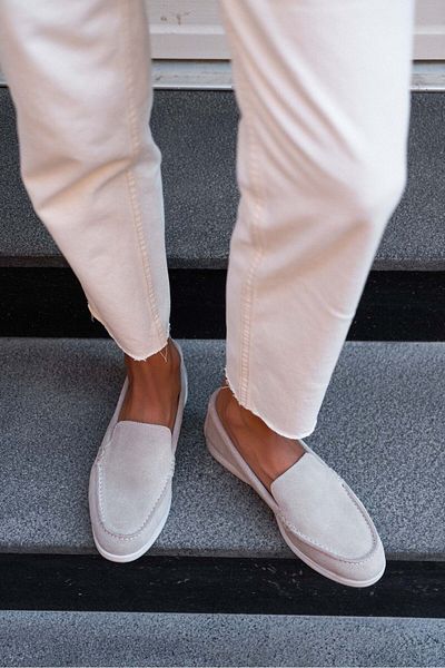 NİŞANTAŞI SHOES Vayne Beige Damen-Ballerinas – Echtes Leder, flache Sohle
