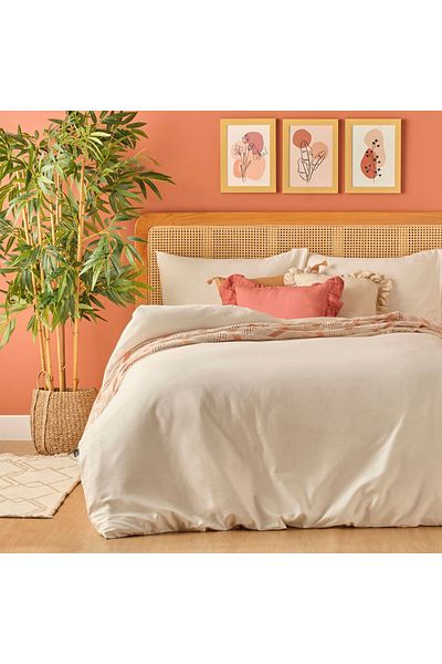 Bella Maison Set cuvertură de pilota din satin 100% bumbac alb King Size - Supreme Basic (240X220 CM)