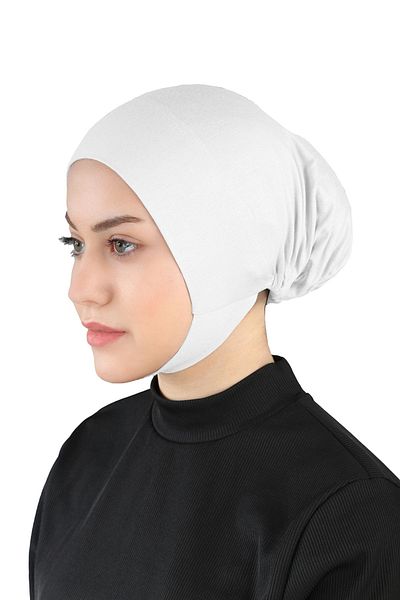 Ecardin Jawed Comfortable Neck Ready Hijab Bonnet - St 110 White