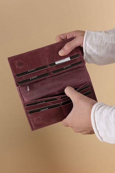 SANAT LEATHER Sl-2161 Genuine Leather Unisex Portfolio Wallet with Phone Compartment
