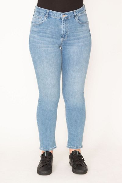 Şans Pantaloni de damă, albaștri, cu 5 buzunare, slim fit, din lycra 65n33008