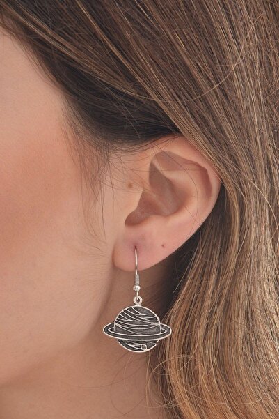 LABALABA Kadın Antik Gümüş Kaplama Sallantılı Gezegen Saturn Küpe