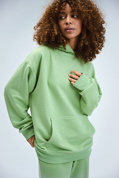 gothamvibes Kadın Timeless Oversize Fıstık Yeşili Hoodie Sweatshirt