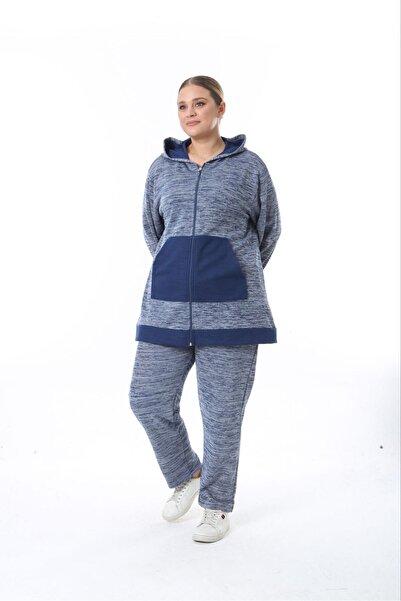 Şans Тъмносин голям размер анцуг с качулка Thessaloniki - 65N38326