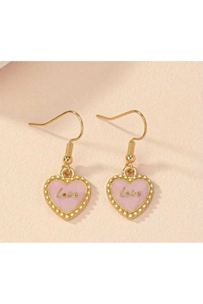 Beyna Pink Love Written - Gold Plated Earrings