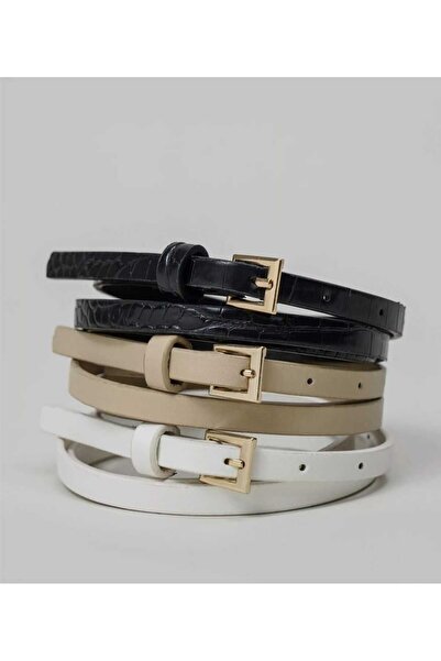 modaes butik 3lü set ince Gold Tokalı Kemer