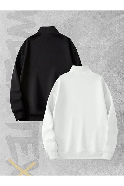 WEARTEX 3 Thread Half Zipper Set of 2 Sweatshirts