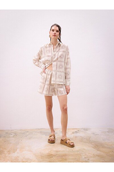 Butik Şenel Set cămașă și pantaloni scurți din in - model soare