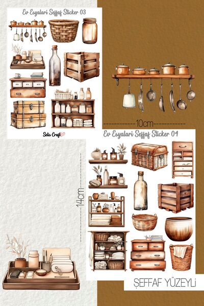 SelisCraft Ev Eşyaları Temalı Şeffaf Sticker Seti 03-04 Ajanda Planlayıcı Bul...