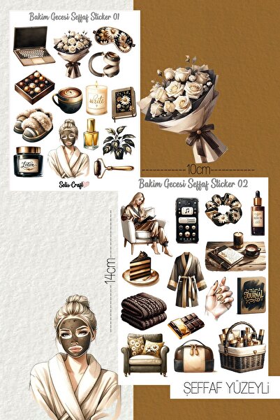 SelisCraft Bakım Gecesi Temalı Şeffaf Sticker Seti 01-02 Ajanda Planlayıcı Bu...