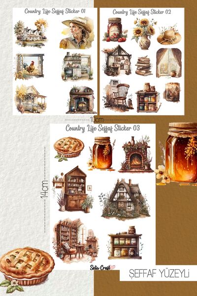 SelisCraft Country Life Temalı Şeffaf Sticker Seti 01-02-03 Ajanda Planlayıcı...