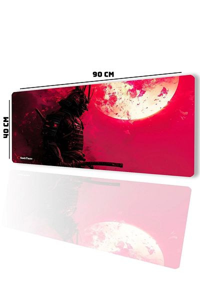 SonicTouch Ultragrand Crimson Samurai Gamer Player XXL Red Keyboard Mouse Pad 40X90Cm