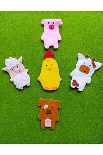 B&M SEVİMLİ ÇİFTLİK HAYVANI 5 Lİ KUKLA SETİ - KEÇEDEN %100 EL YAPIMI PARMAK K...