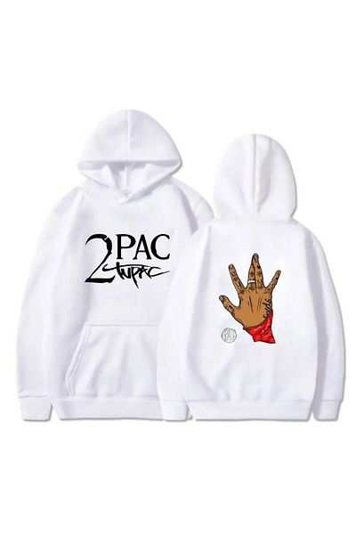 JoneBase Tupac Printed Unisex Oversize Hooded Cotton Sweatshirt 2 Pack